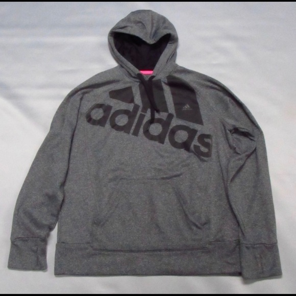 adidas Tops - ADIDAS KANGAROO POCKET GRAY HOODIE XL